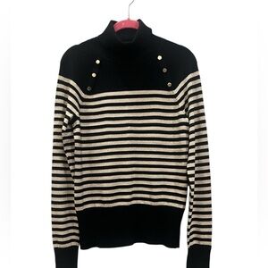 White House Black Market Black and Gold Turtleneck Sweater Size Large